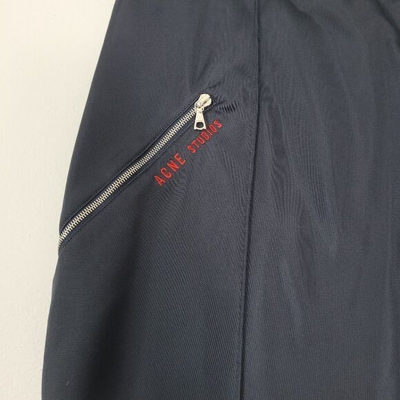 Acne Studios Clementina Pencil Skirt Size M in Dark Navy Elastic Waist Fleece - Picture 3 of 9